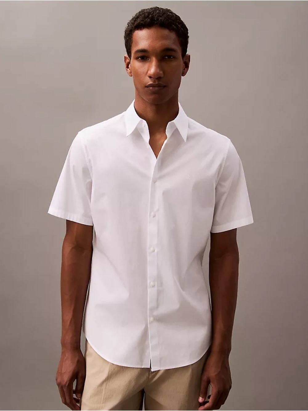 Calvin Klein | Cotton Stretch Slim Button-Down Shirt in White
